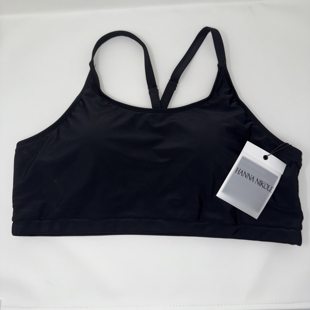 Hanna Nikole swimsuit Top Black 20w Large NWT Full Figure Plus Size